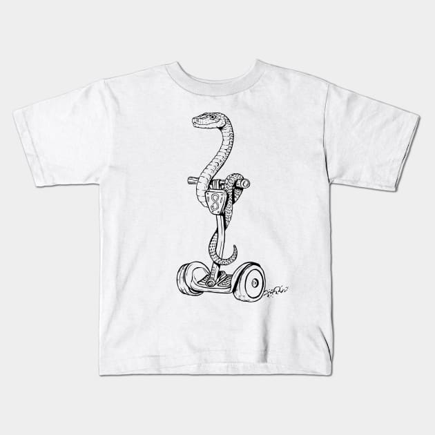 Snake on a Segway Kids T-Shirt by AJIllustrates